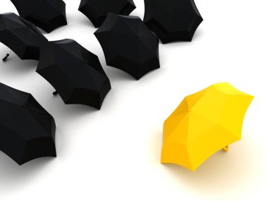 Korunma için şemsiye - kavramsal imaj. 3d resim düzenleyici