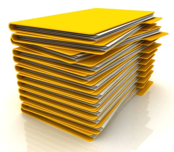Pila di cartelle gialle — Foto Stock