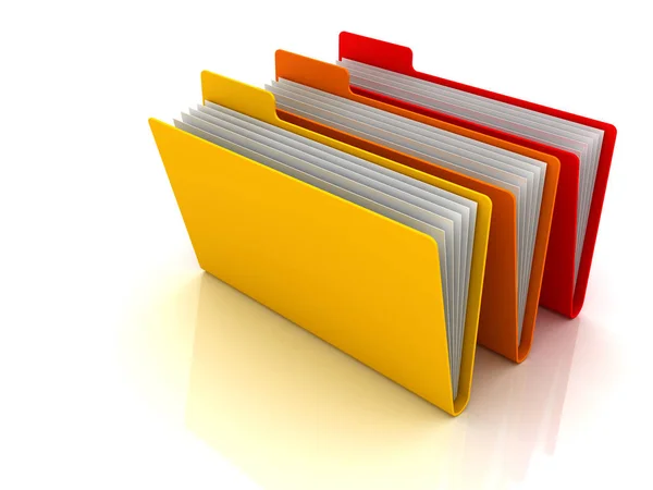 Three Colored Folders Files Image Renderer — Stock Photo, Image
