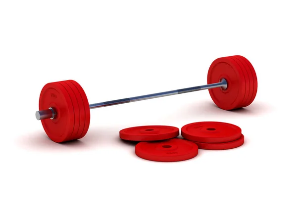 Red barbell isolated on white background — Stock Photo, Image