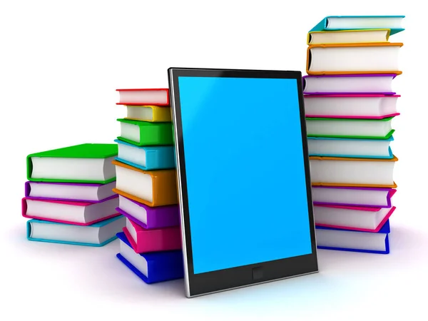 Tablette PC et manuels scolaires. Éducation en ligne . — Photo
