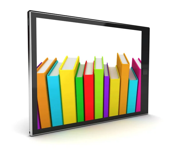 Tablet pc ve ders kitapları. Online eğitim. — Stok fotoğraf