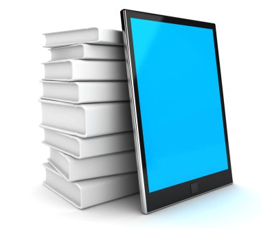 Tablet pc ve ders kitapları. Online eğitim.