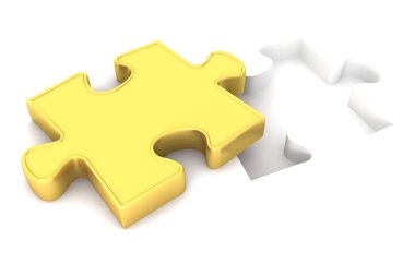 Altın bulmaca parçası - kavramsal görüntü.