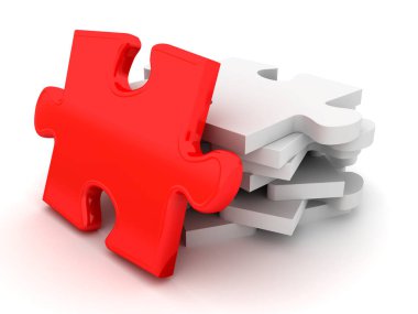 3D puzzle parçaları - kavramsal görüntü.