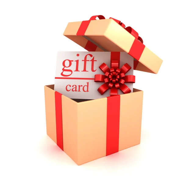 Gift card in the middle of the box — Stock Photo, Image