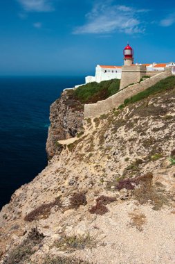 St. Vincent Cape ve deniz feneri Algarve, Portekiz.