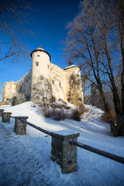 Niedzica Burg Winter Polen — Stockfoto