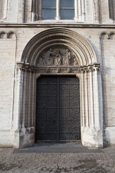 Porta Una Chiesa Notre Dame Chapelle Bruxelles — Foto Stock