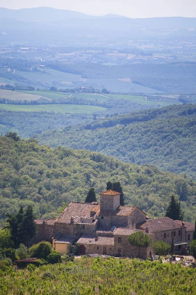 Vista Para Colinas Toscana Itália — Fotografia de Stock