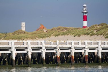 Pier in Nieuwpoort, Batı Flanders, Belçika