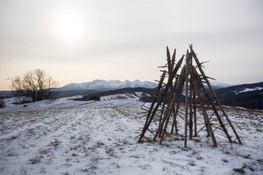 Kışın Podhale, Malopolskie bölgesi, Polonya