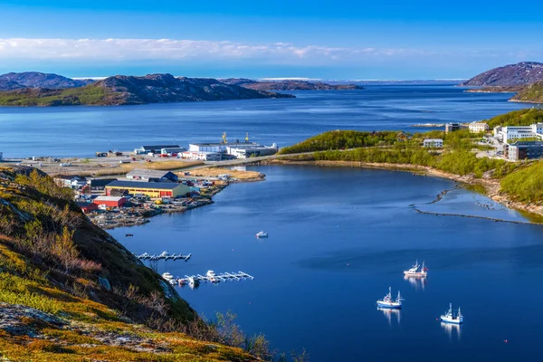 View on harbor of Norway small town