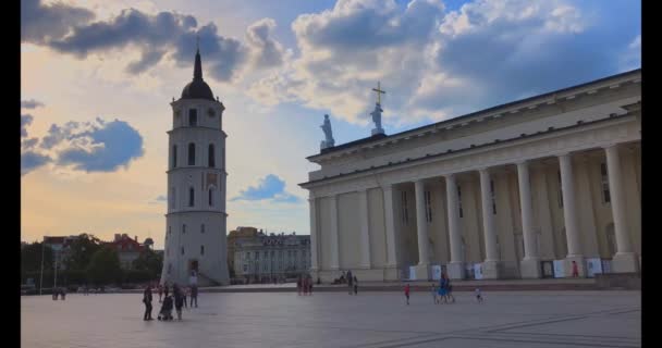 Vilnus Litvanya Haziran 2018 Görünüm Vilnius Katedral Meydanı Katedral Bazilikası — Stok video