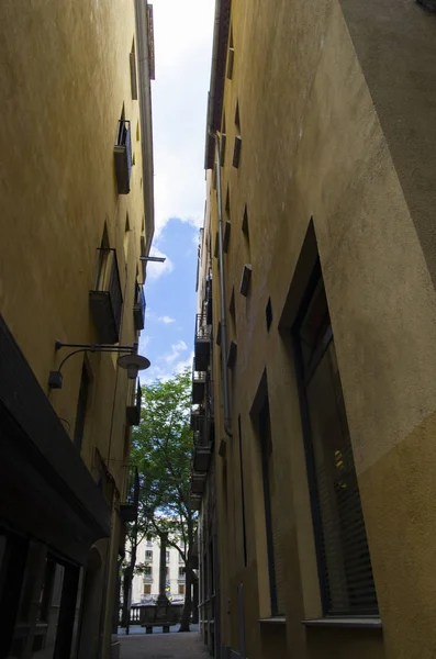 Coloridas Estrechas Calles Españolas Ciudad Girona —  Fotos de Stock