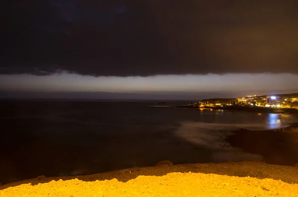 Paisagem Noturna Costa Ilha Tenerife — Fotografia de Stock