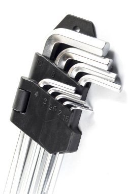 Beyaz arka plan üzerinde hex anahtarları kümesi