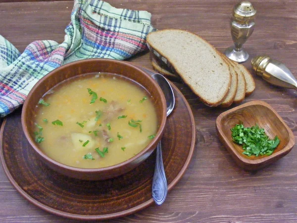Pea Soup Vintage Rustic Cuisine Balerus — Stock Photo, Image