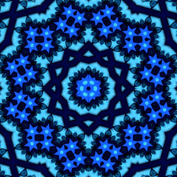 Diepe Blauw Indigo Arabesque Mandala — Stockfoto