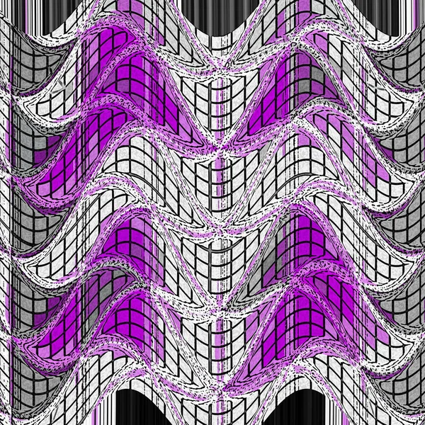 Het Ontwerp Van Abstracte Geometrische Banner Zigzag Verticale Gebreide Violette — Stockfoto