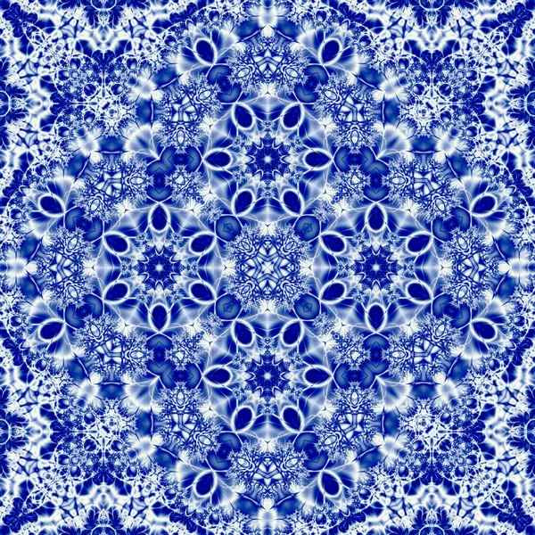 Blauwe Vierkante Patroon Met Gzhel Elementen — Stockfoto