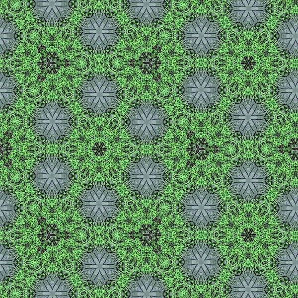 绿色圆形和花卉抽象马赛克的连续图案 — 图库照片