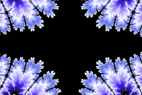 Moldura Padrão Inverno Fractal Fundo Escuro Cor Azul Abstrato Design — Fotografia de Stock