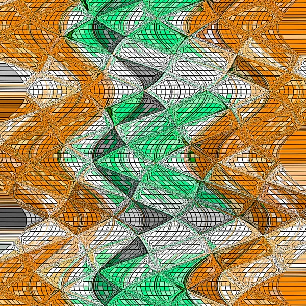 Motif Triangles Rotatifs Irréguliers Orange Vert — Photo