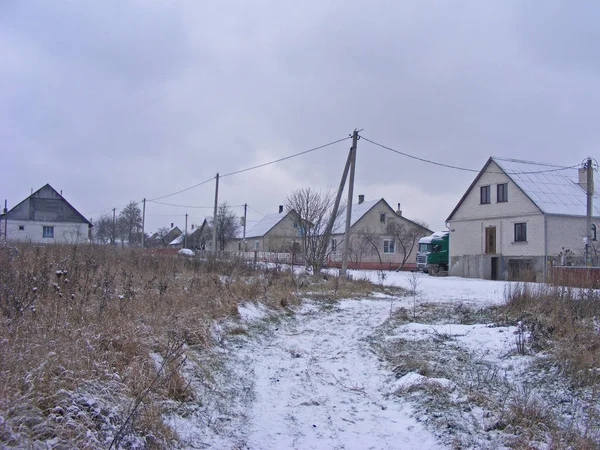 Pueblo Tradicional Ruso Belaruso Invierno Slonim Bielorrusia — Foto de Stock