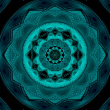 Mandala afiş için. Oryantal geleneksel desen, deniz mavisi renkli Türk süsleme