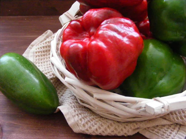 Fundo Alimentar Saudável Pimentas Maduras — Fotografia de Stock