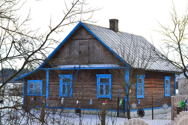 Gamla Traditionella Ryska Trähus Vintage Vitryssland — Stockfoto
