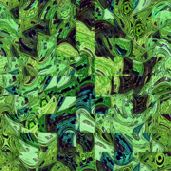 Yeşil Mavi Işınları Ile Yeşil Renk Gidiş Kareler Mozaik — Stok fotoğraf