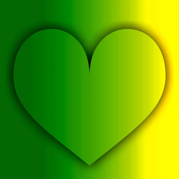 Kryształowe Serce Gradientu Żółty Zielony Koncepcja Pokoju Lub Obraz Wiosny — Zdjęcie stockowe