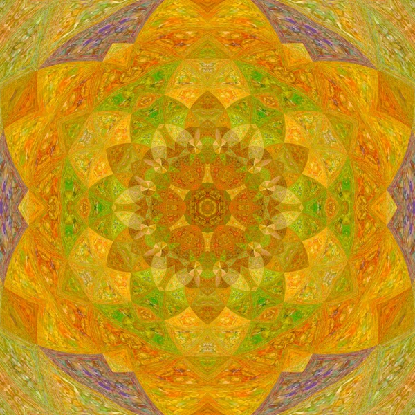 Sunny Oranžová Mandala Kaleidoskop Dlaždice Trojúhelník Arabeska — Stock fotografie