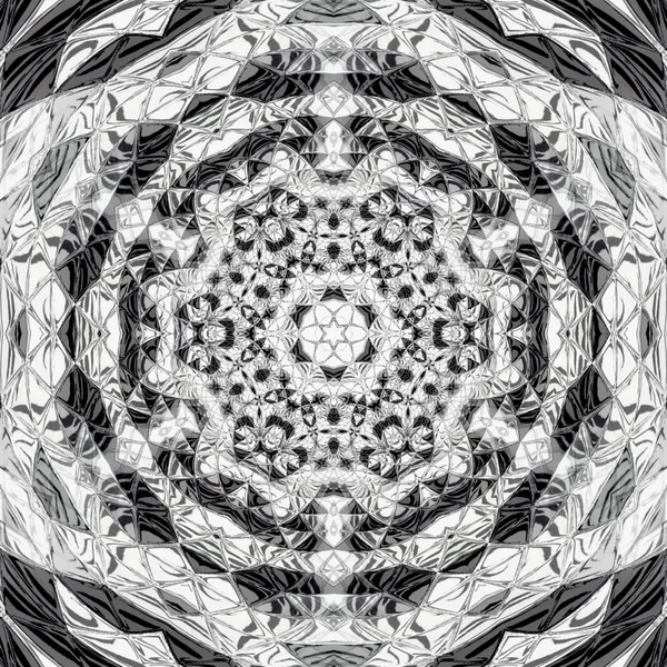 Ornamento Triângulo Monocromático Girar Mandala Poligonal — Fotografia de Stock