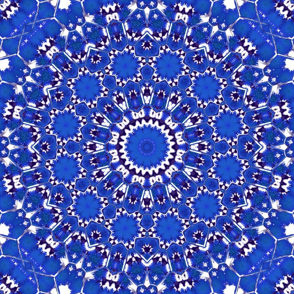 Mystic Blauwe Korenbloem Cirkel Floral Caleidoscoop Stijl — Stockfoto