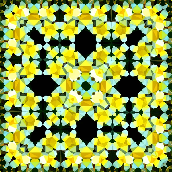 方形多边形花菱形图案在黄色 黑色和白色的效果折纸 — 图库照片