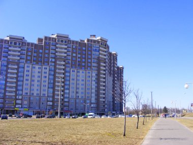 Minsk, Beyaz Rusya modern yurt alanı. Yeni çok katlı bina