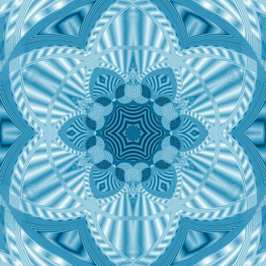 Soyut Mavi kaleydoskop resmi daire çiçek üçgen desenli