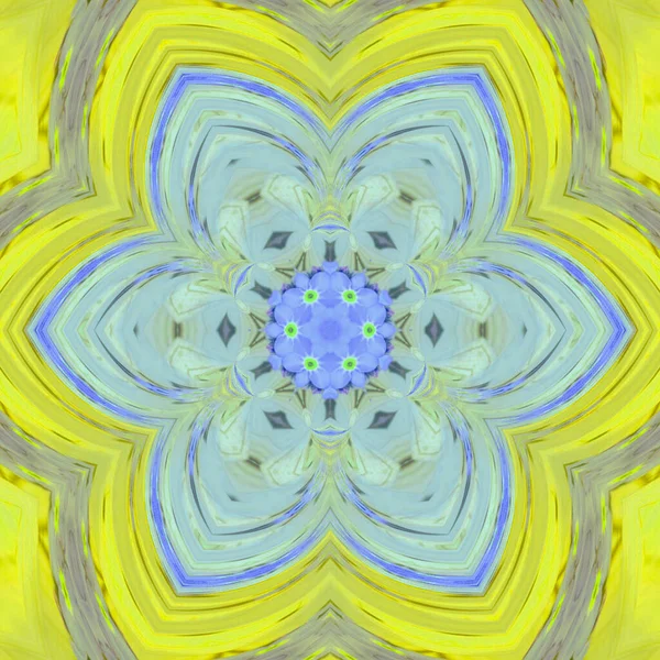 Patrón Azulejo Abstracto Colores Azul Amarillo Efecto Flor Vidrio — Foto de Stock