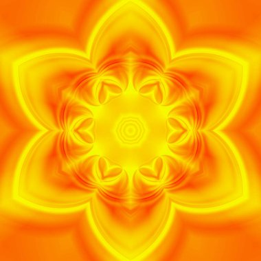 Güneş mandala illüstrasyon turuncu renklerde