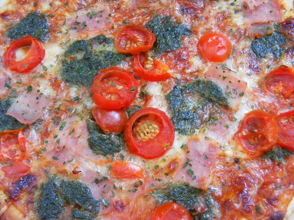 Uma Imagem Perto Fundo Pizza — Fotografia de Stock