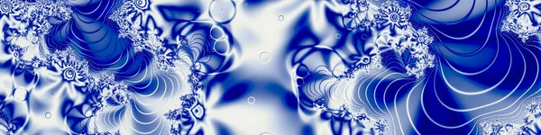 青と白で雪の結晶のフラクタル背景 — ストック写真