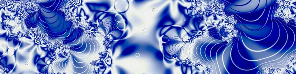 Fundo Fractal Com Flocos Neve Azul Branco — Fotografia de Stock