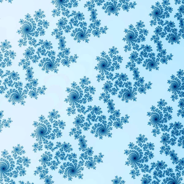 Flocos Neve Azul Fractal Fundo Branco — Fotografia de Stock