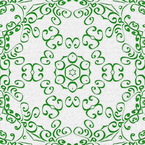 单色绿色阿拉伯式曼陀罗与马赛克效果 — 图库照片
