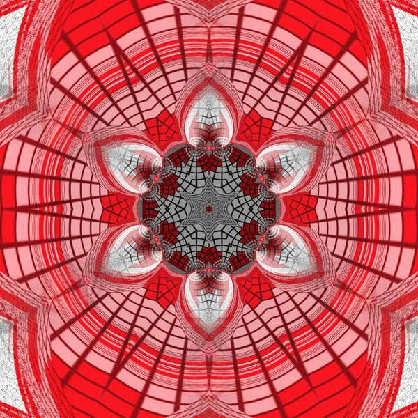 Kaleidoscopic Strawflower Mandala Red Grenadine — Stock Photo, Image