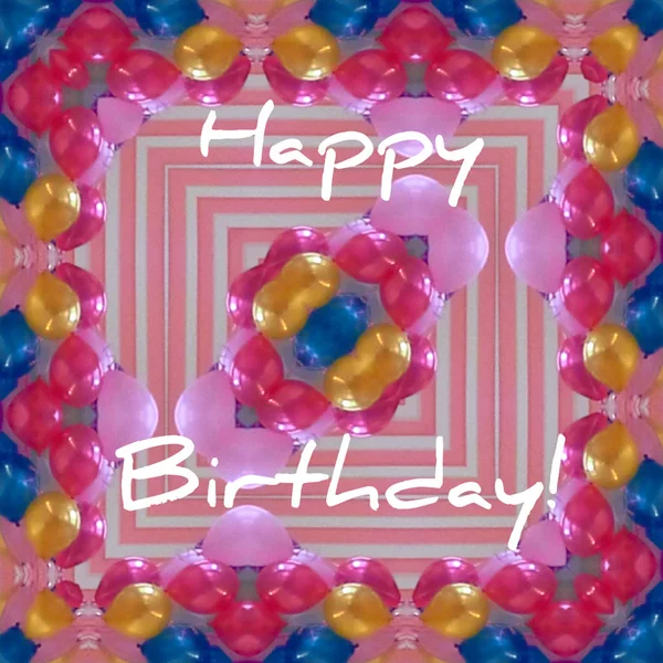 Cartão Aniversário Feliz Com Balão — Fotografia de Stock