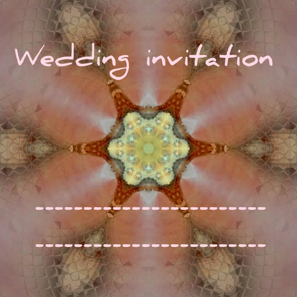 Kaleidoscope Pink Flower Place Text Wedding Invitation Card — Stock Photo, Image